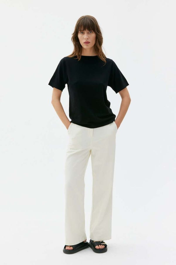 maska.se Malla Light Knitted T-Shirt Top - Black