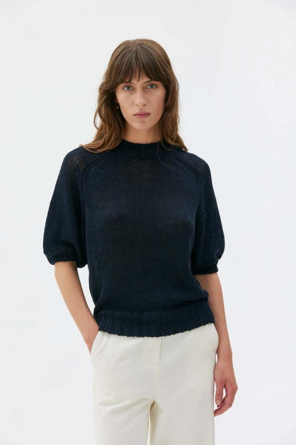 Maska Mina Short-Sleeve Raglan Linen Silk Blend Sweater