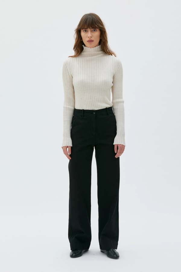 maska.se Nancy Long Recycled Cotton Twill Trousers - Black