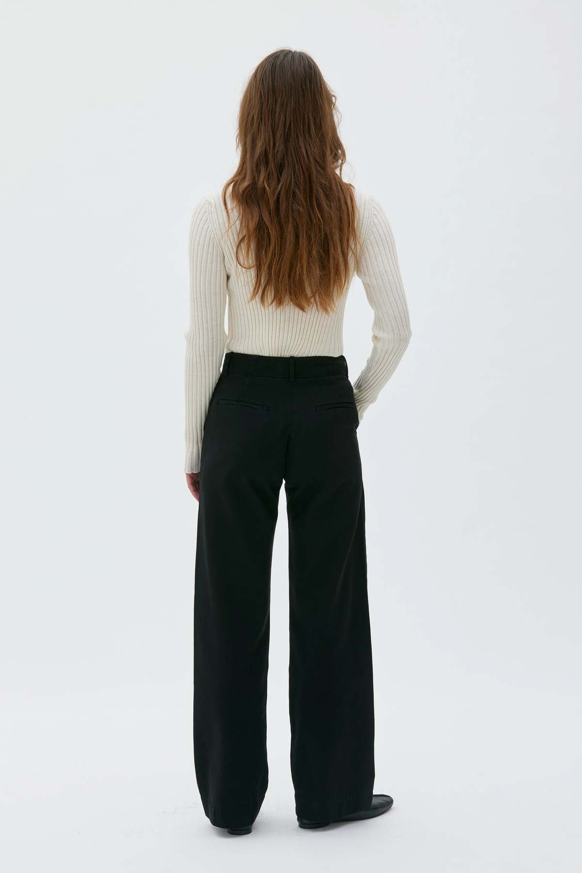 maska.se Nancy Long Recycled Cotton Twill Trousers - Black - Image 2 of 3