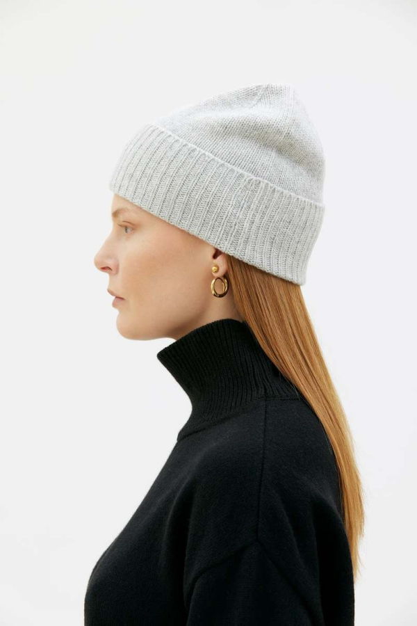 maska.se Ru Cashmere Fold Up Beanie - Grey Melange