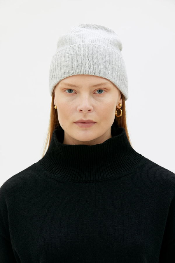 maska.se Ru Cashmere Fold Up Beanie - Grey Melange