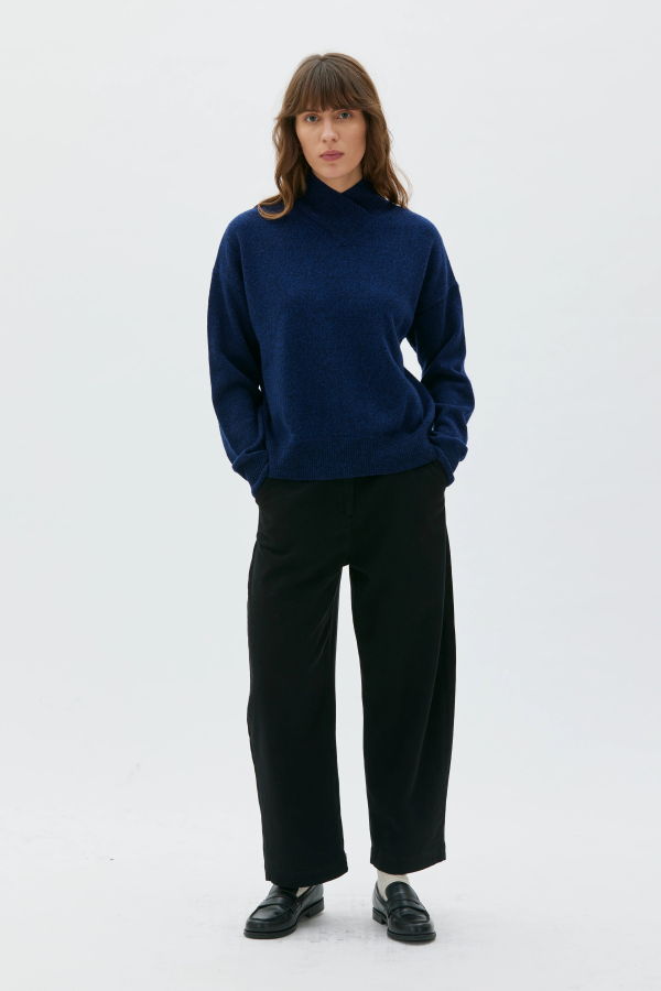 maska.se Runo Wrap Neck Merino Wool Cashmere Sweater