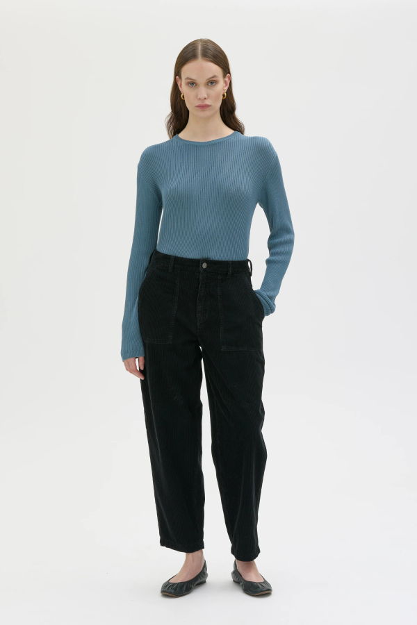 maska.se Ruth Barrel Leg Organic Cotton Corduroy Trousers - Black