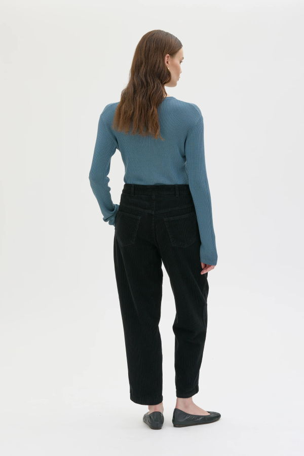 maska.se Ruth Barrel Leg Organic Cotton Corduroy Trousers - Black