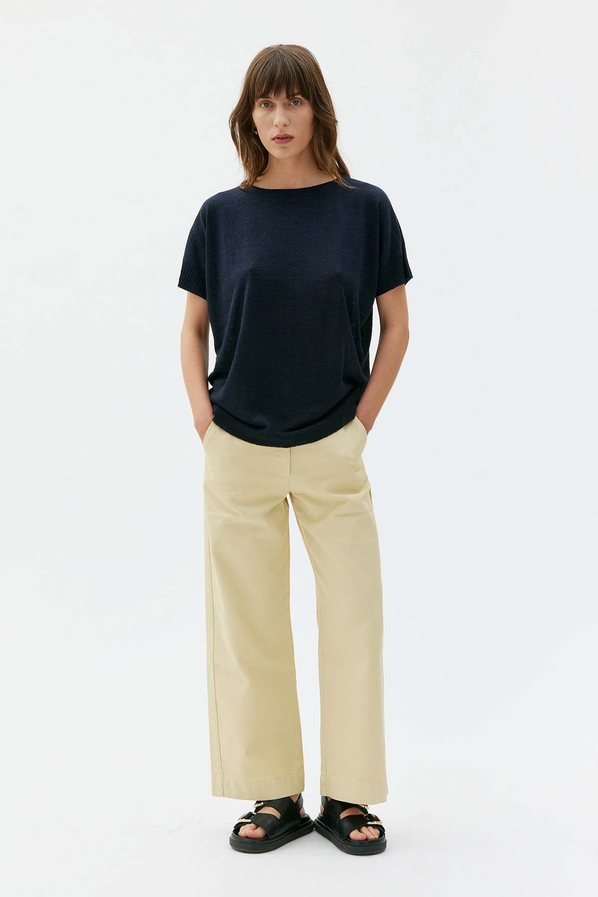 Maska.se Sirus Silk Linen Dolman Sleeve Top - Deep Night Blue - Image 1 of 3