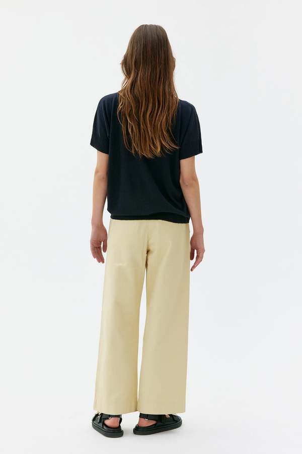 Maska.se Sirus Silk Linen Dolman Sleeve Top - Deep Night Blue