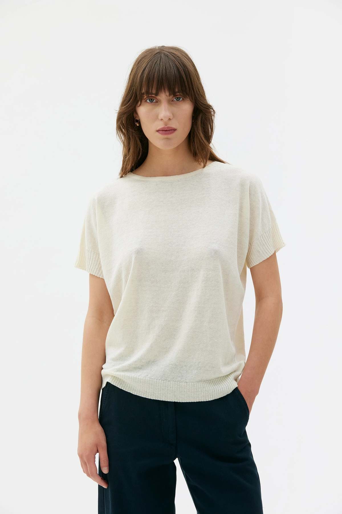maska.se Sirus Silk Linen Dolman Sleeve Top - White - Image 2 of 3