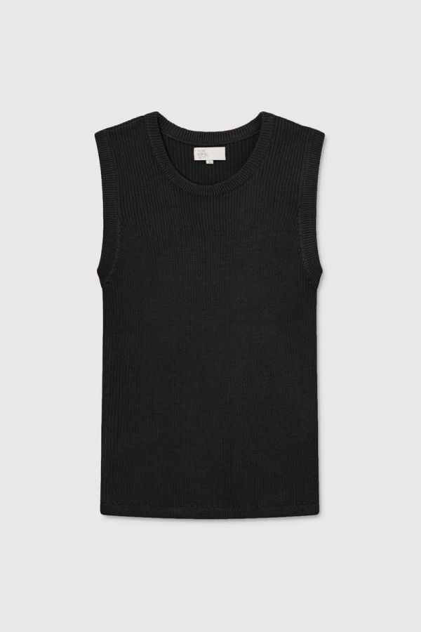 maska.se Tara Ribbed Sleeveless Top - Black