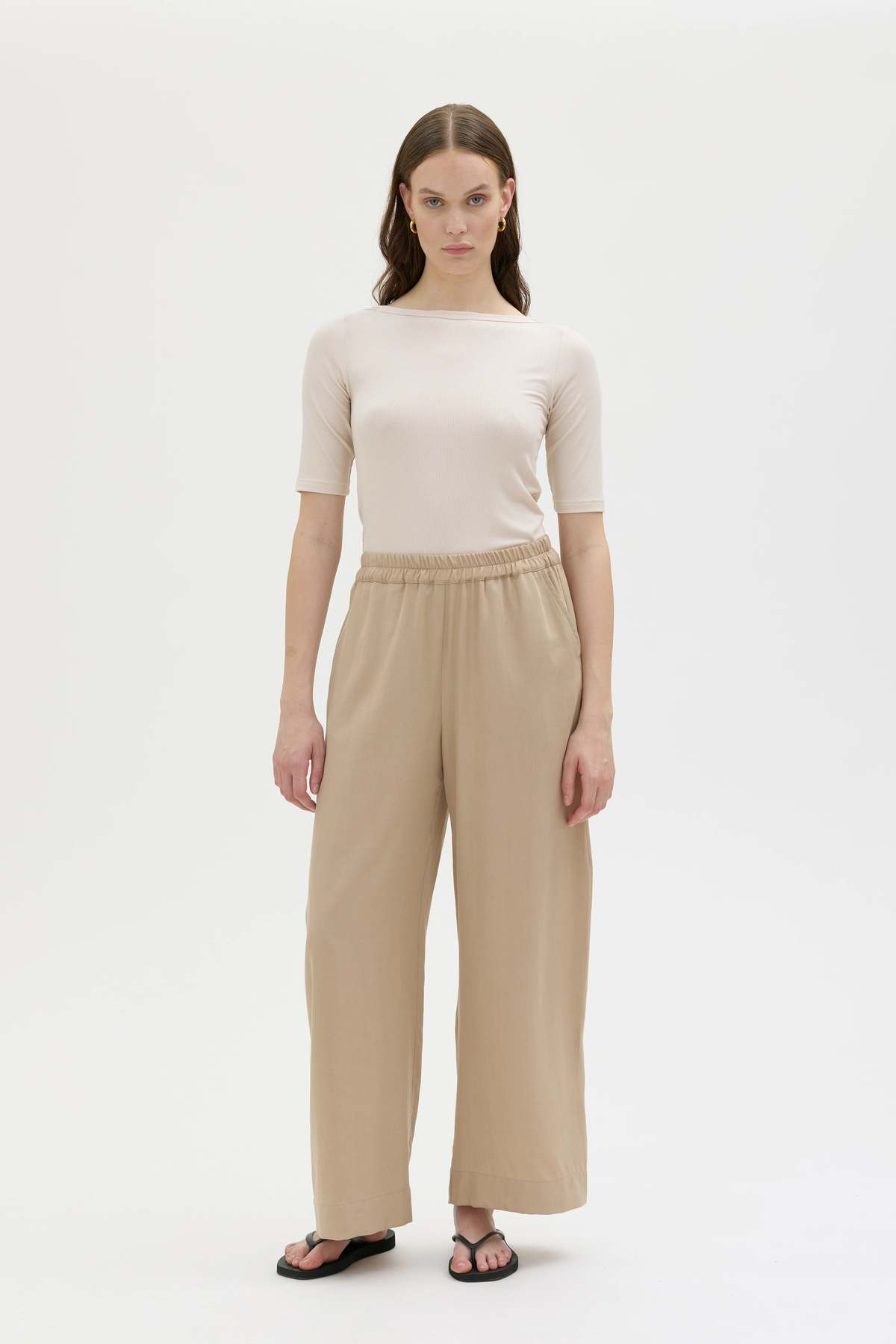 Maska Thea Flowy Tencel Trousers - Sand - Image 1 of 3