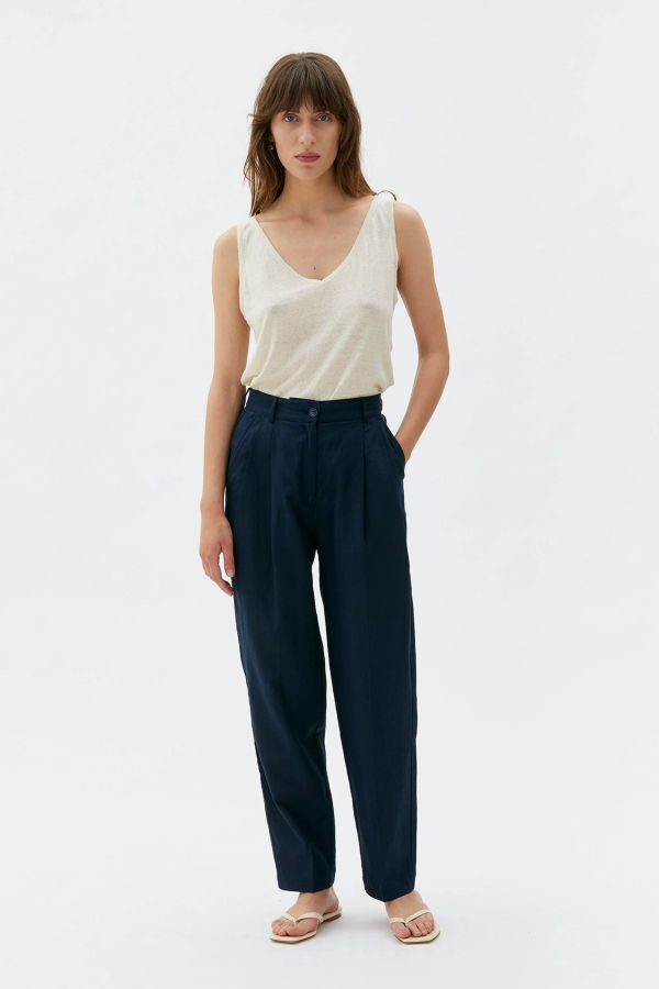 maska.se Vera Linen Trousers - Dark Blue
