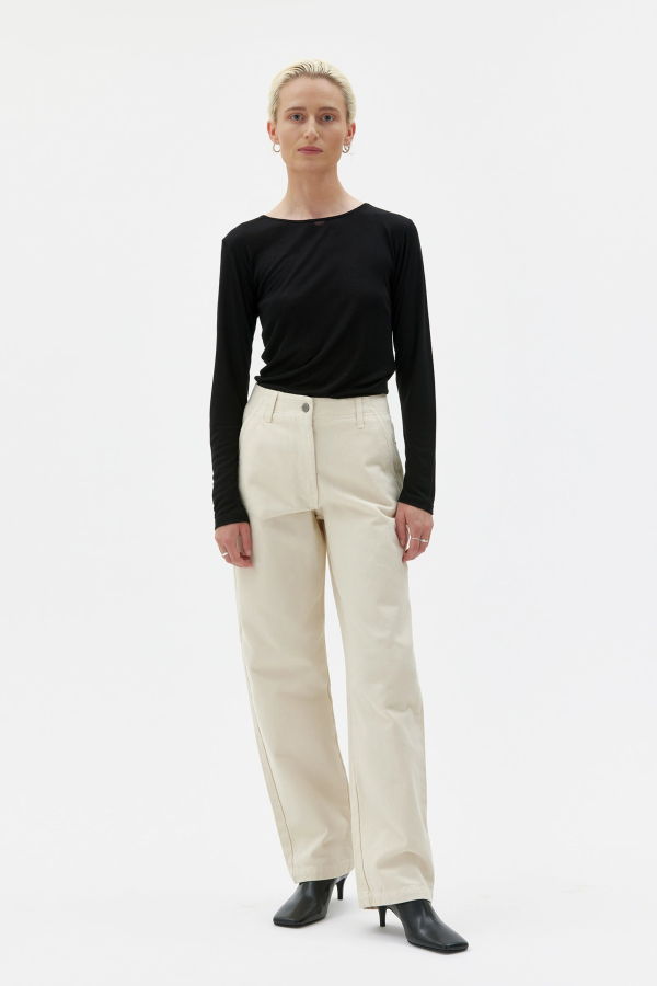 maska.se Zelda Organic Cotton Twill Straight Leg Trousers