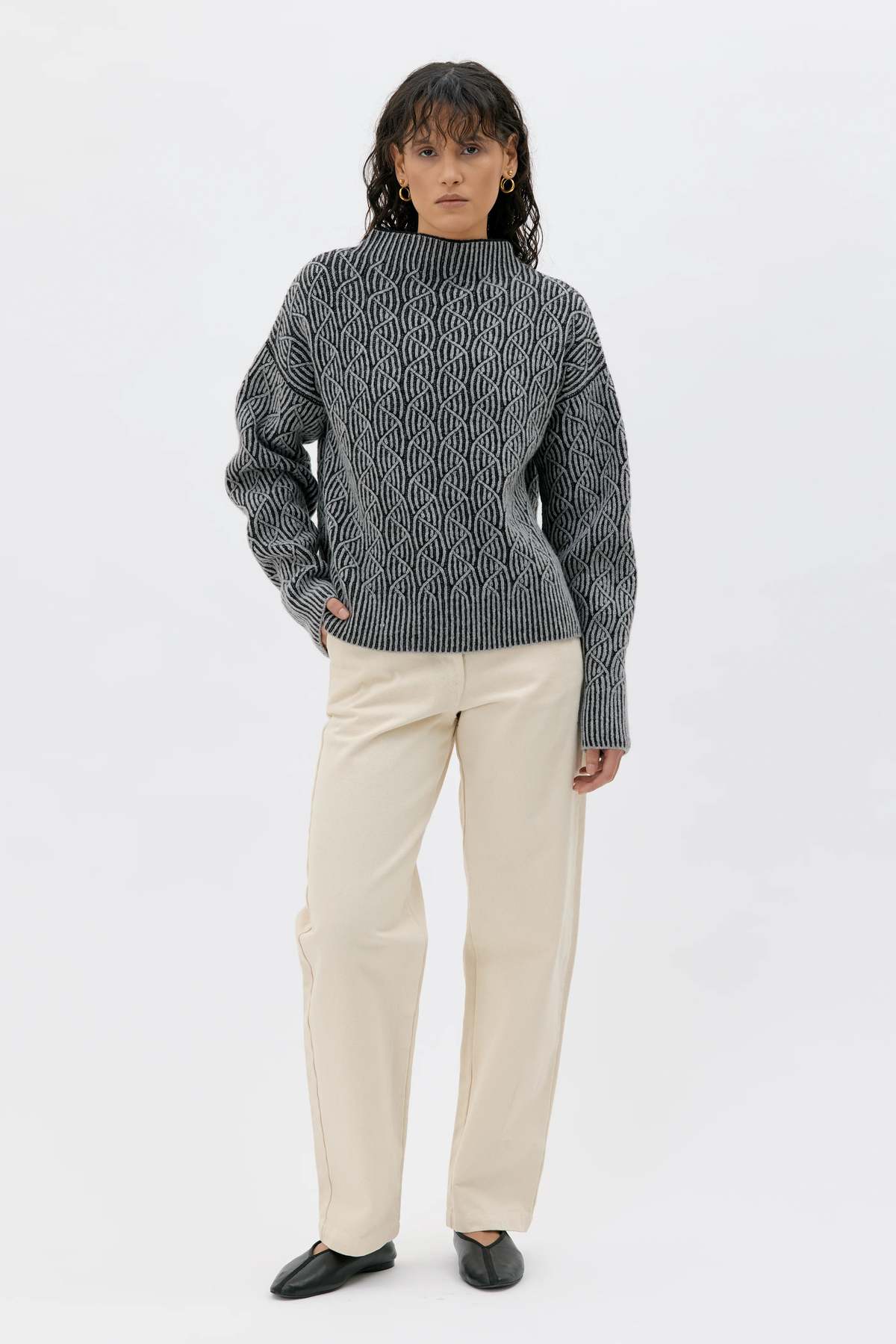 maska.se Zoya Bicolour Lambswool Sweater - Black - Image 1 of 4