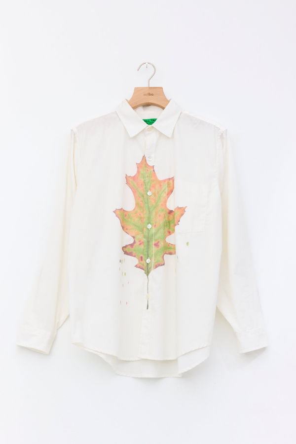 Small Talk Studio Floater Shirt - Eggshell/Leaf Print