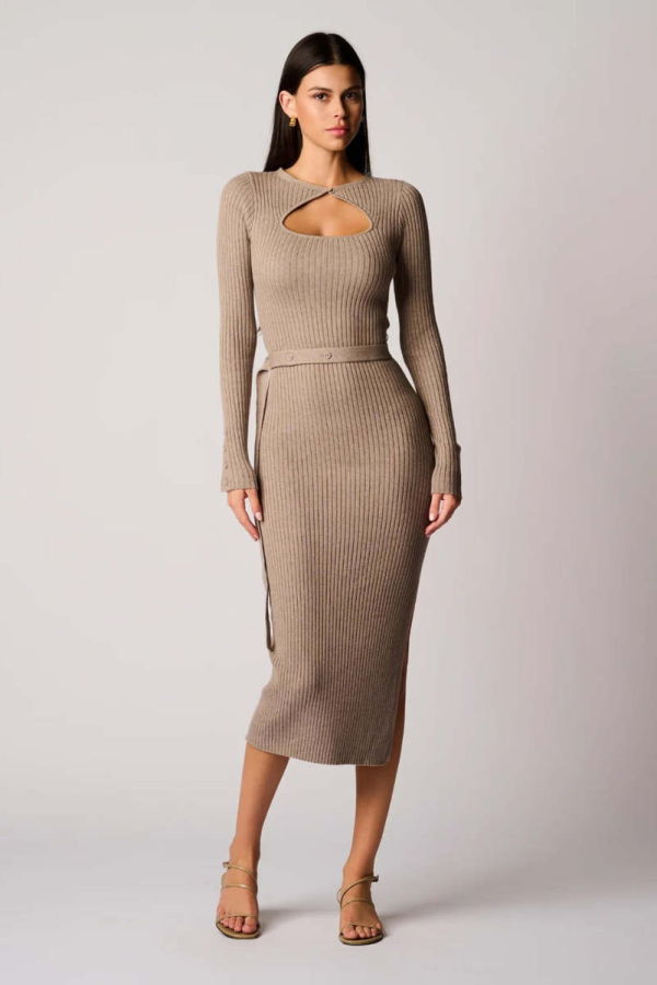 Hevron Asher Dress - Stone Melange