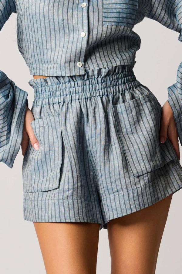 Hevron Mira Short Shorts - Blue Stripe