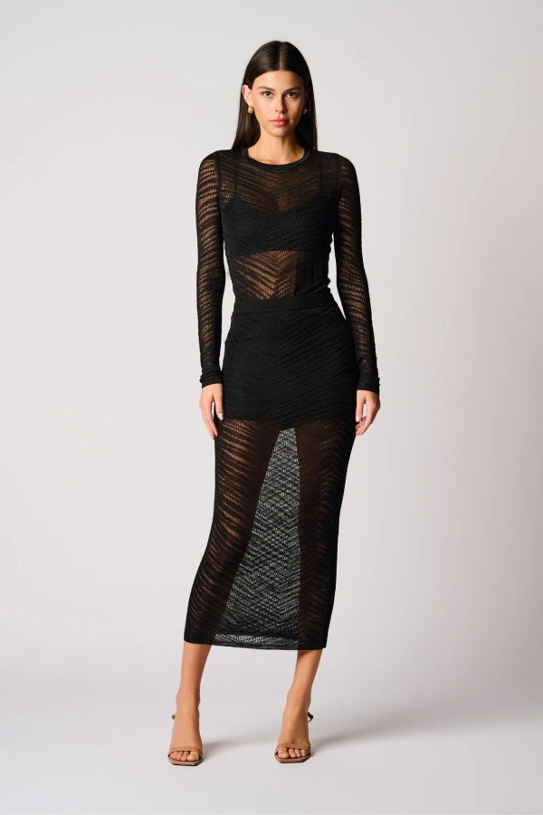 Hevron Paisley Skirt - Black