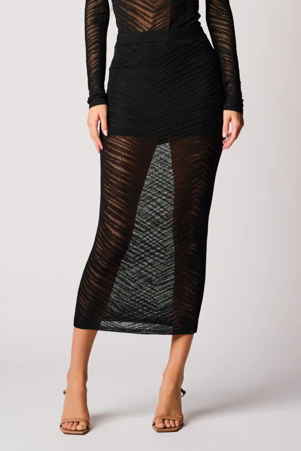 Hevron Paisley Skirt - Black