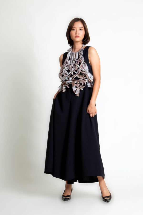 KAAREM Connect 2 Handknotted Silk Halter Tie Top