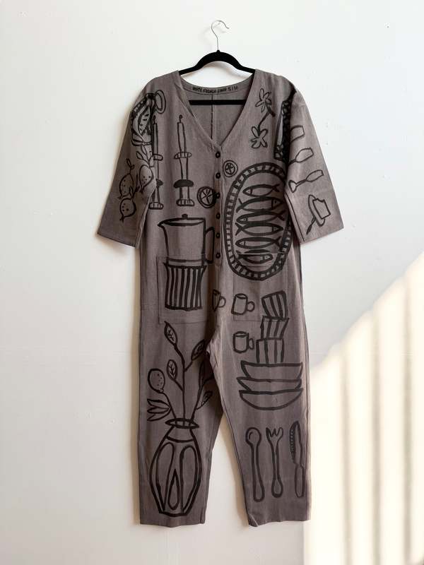 Happy French Gang #103 Hand-Painted Jumpsuit - Le Repas