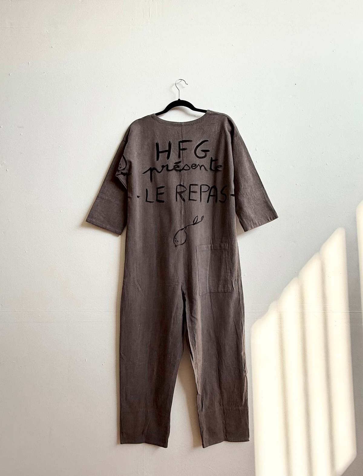 Happy French Gang #103 Hand-Painted Jumpsuit - Le Repas - Image 2 of 7