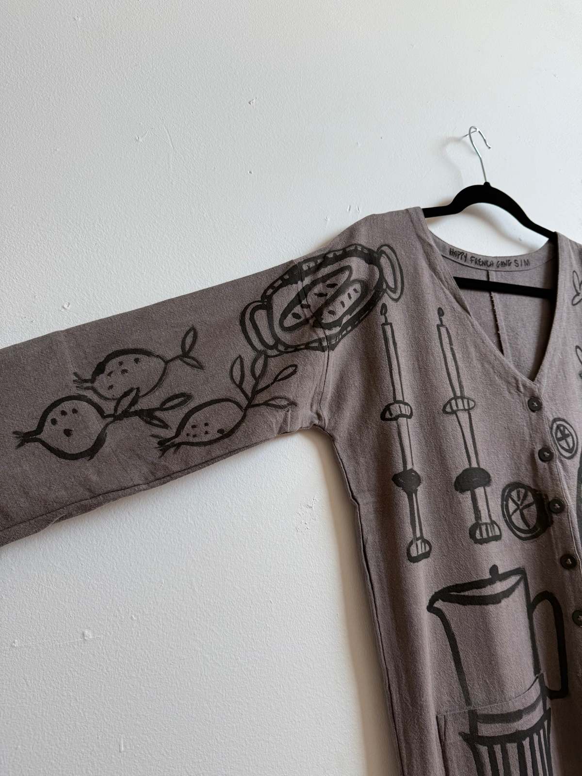 Happy French Gang #103 Hand-Painted Jumpsuit - Le Repas - Image 3 of 7