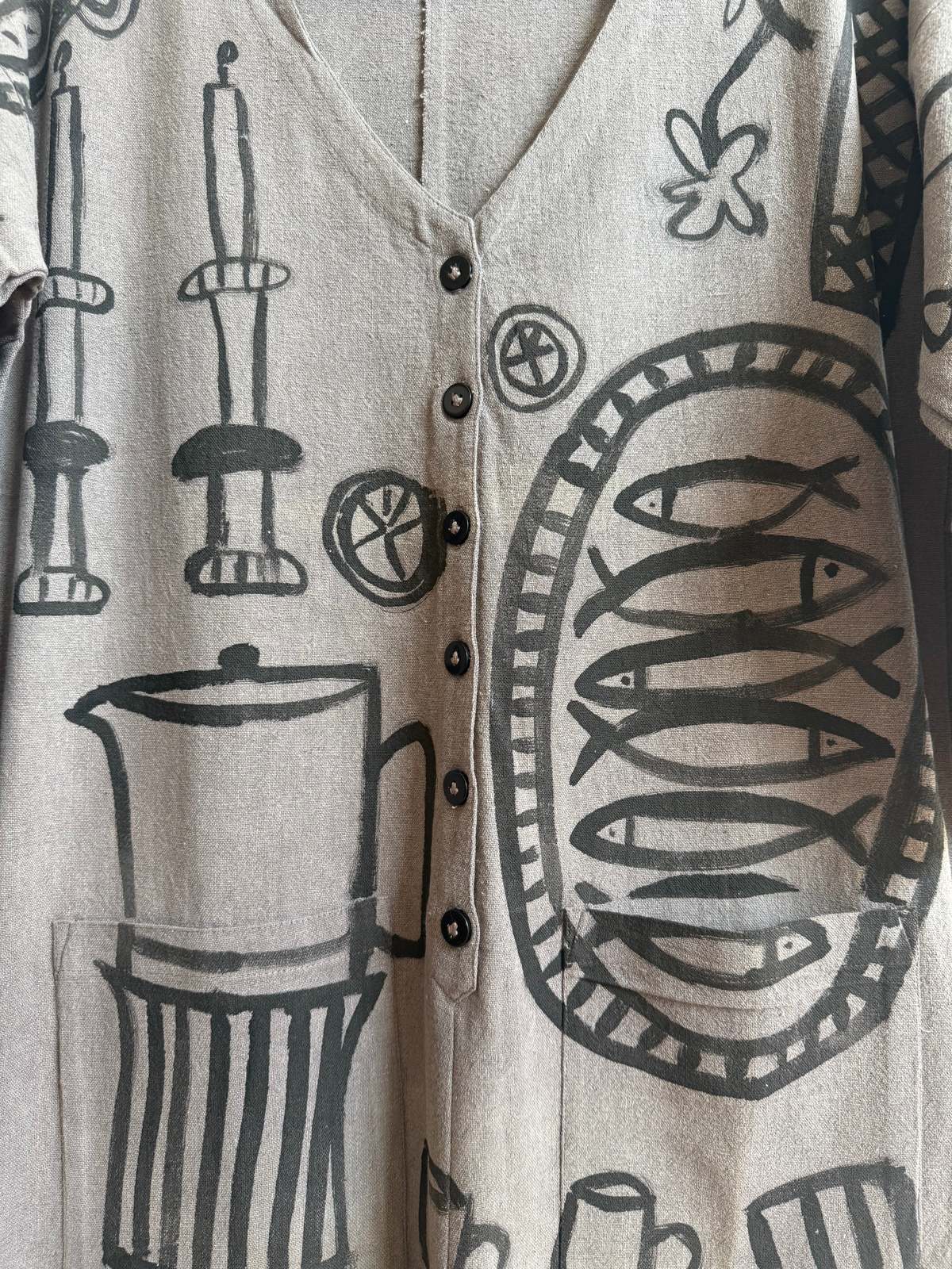 Happy French Gang #103 Hand-Painted Jumpsuit - Le Repas - Image 5 of 7