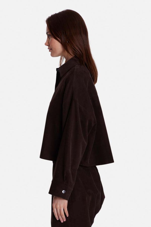 The Tile Club Foxy Micro Cord Crop Shirt - Brown