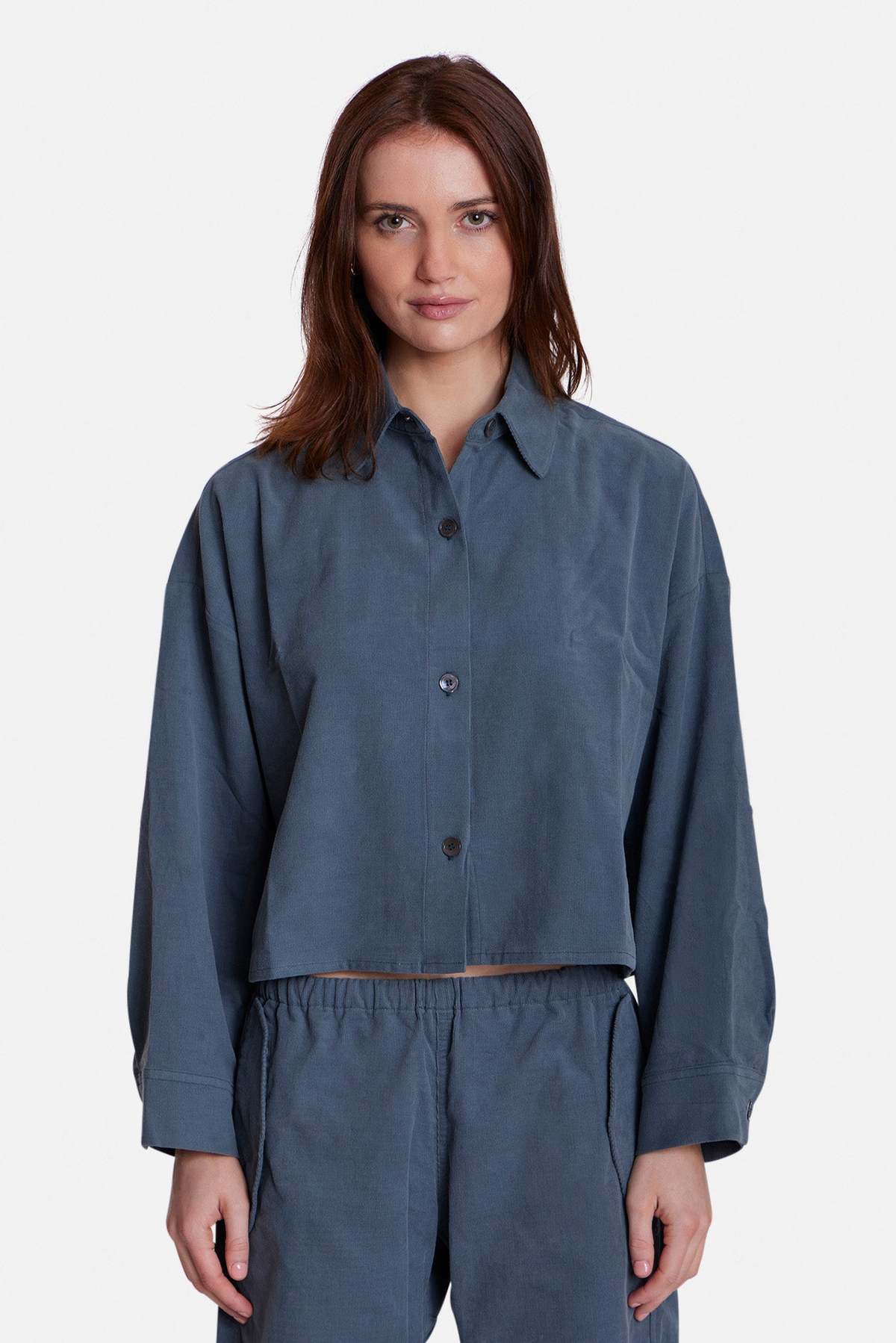 The Tile Club Foxy Micro Cord Crop Shirt - Image 1 of 3