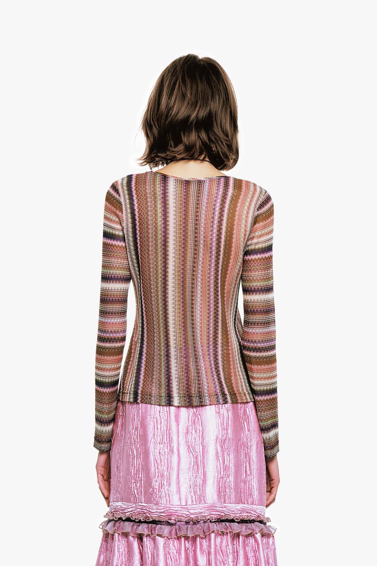 Anna Sui Wavy Chevron Knit Long Sleeve Stripe Top - Image 5 of 7