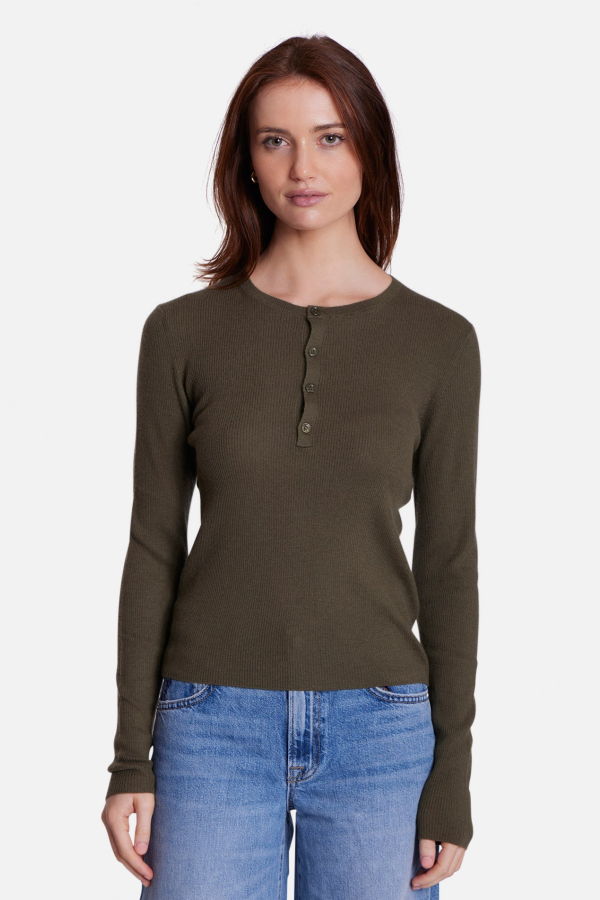 The Tile Club Sylvia Cashmere Henley Sweater
