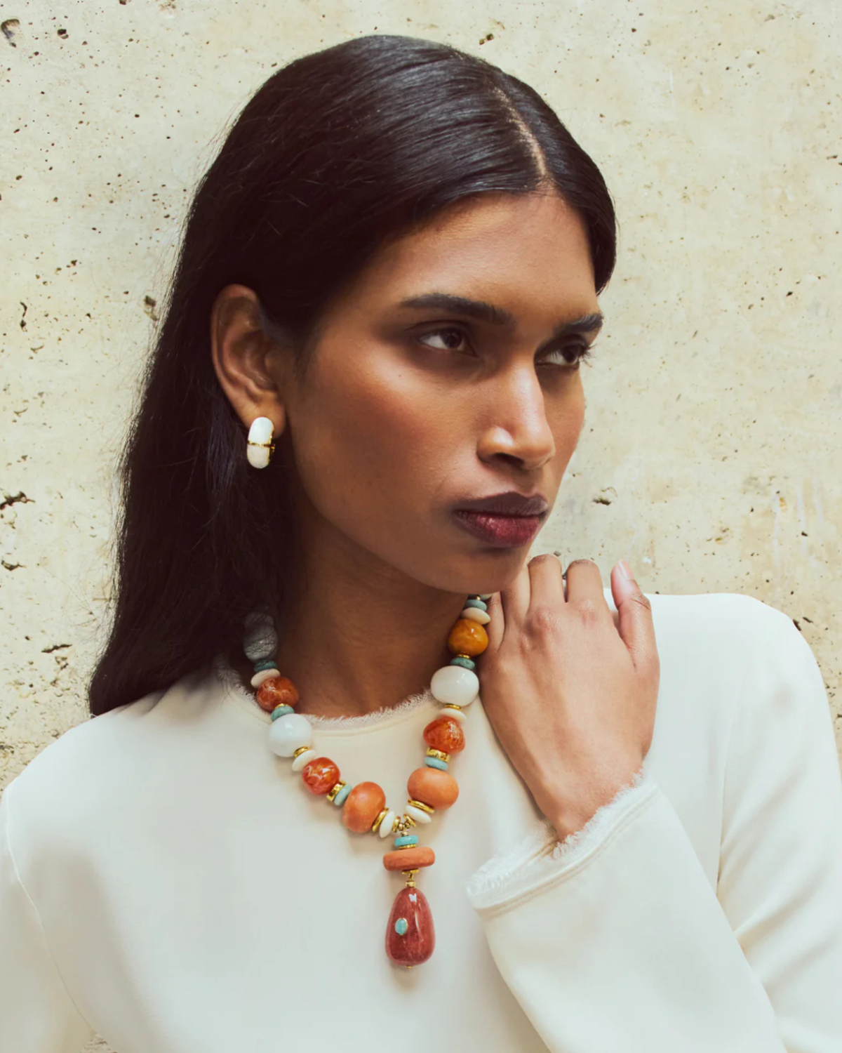 Lizzie Fortunato Zellige Hoops Earrings - Mother Of Pearl - Image 2 of 4