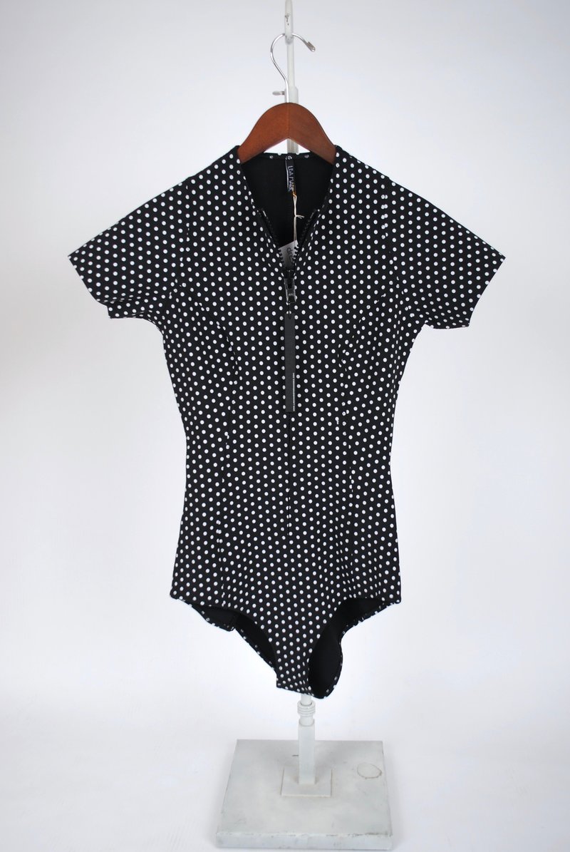 【LISA MARIE FERNANDEZ】farrah polka-dot bonded swimsuit Lisa Marie Fernandez Farrah Bonded Maillot - Black W/ White