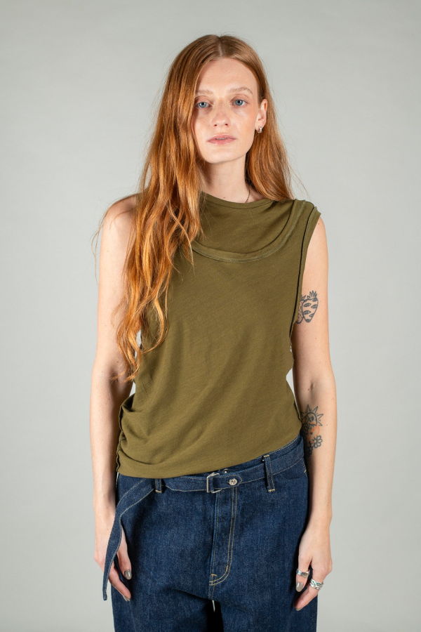 Wanze Double Layered Tank - Olive