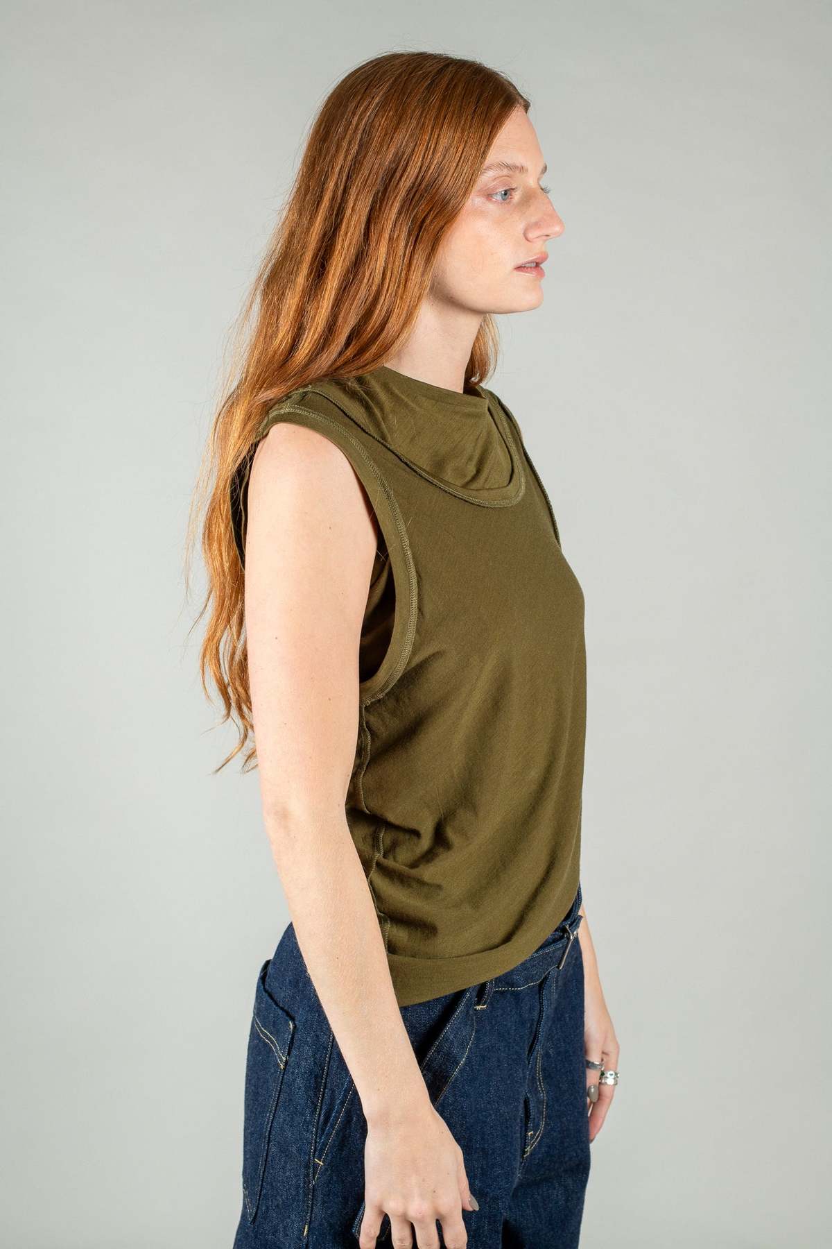 Wanze Double Layered Tank - Olive - Image 4 of 10