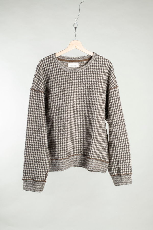mfpen Fuzzy Pullover - Brown Houndstooth Check