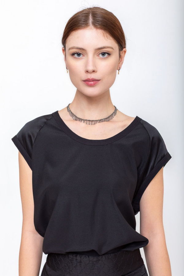 Aquarius Cocktail Char Heavy Silk Tee - Black