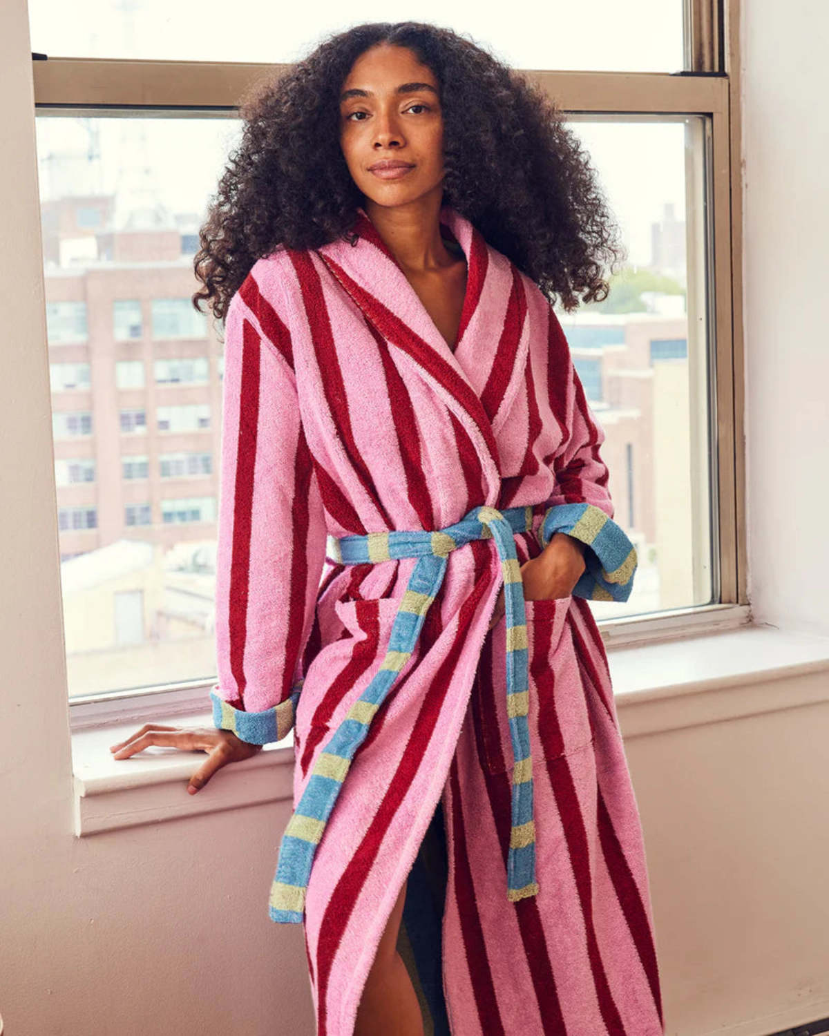Dusen Dusen Magnolia Stripe Bathrobe - Image 1 of 11