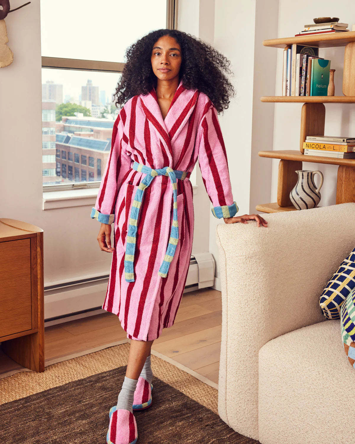Dusen Dusen Magnolia Stripe Bathrobe - Image 2 of 11