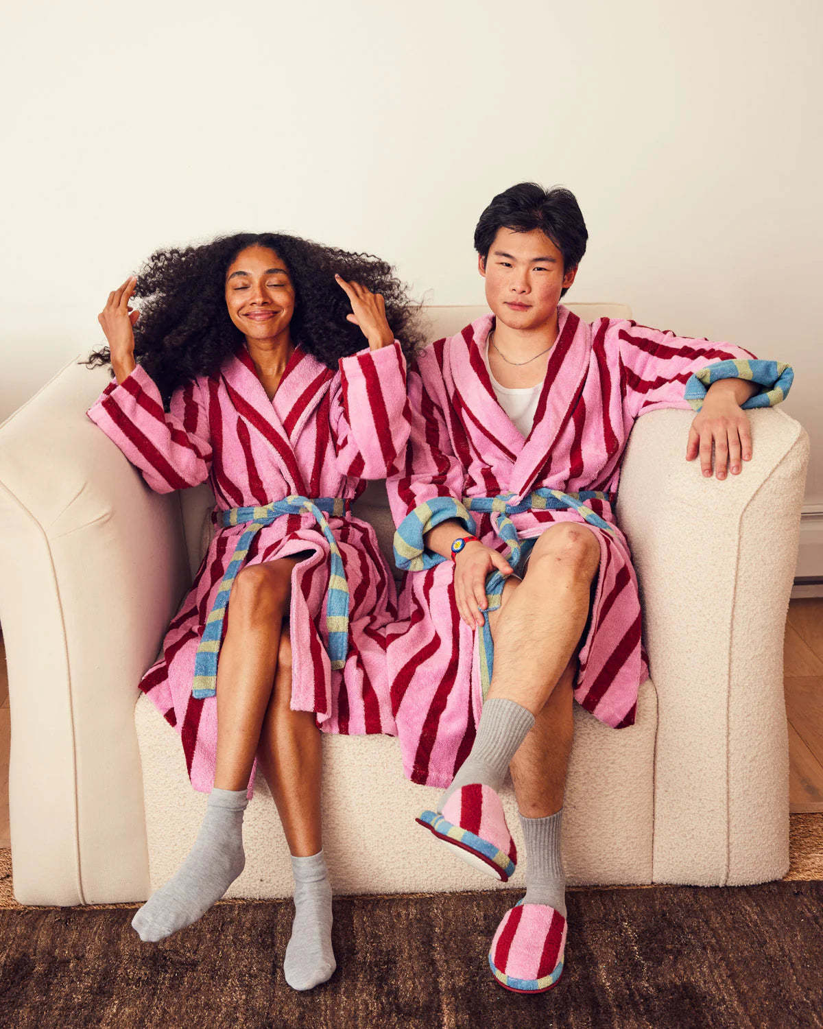 Dusen Dusen Magnolia Stripe Bathrobe - Image 5 of 11