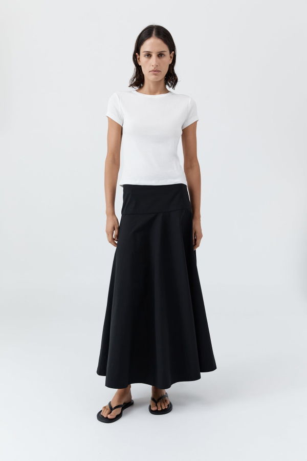 St. Agni Cotton Circle Hem Skirt - Black
