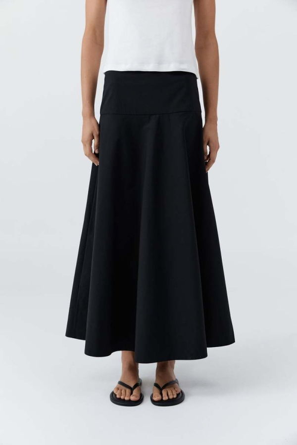 St. Agni Cotton Circle Hem Skirt - Black