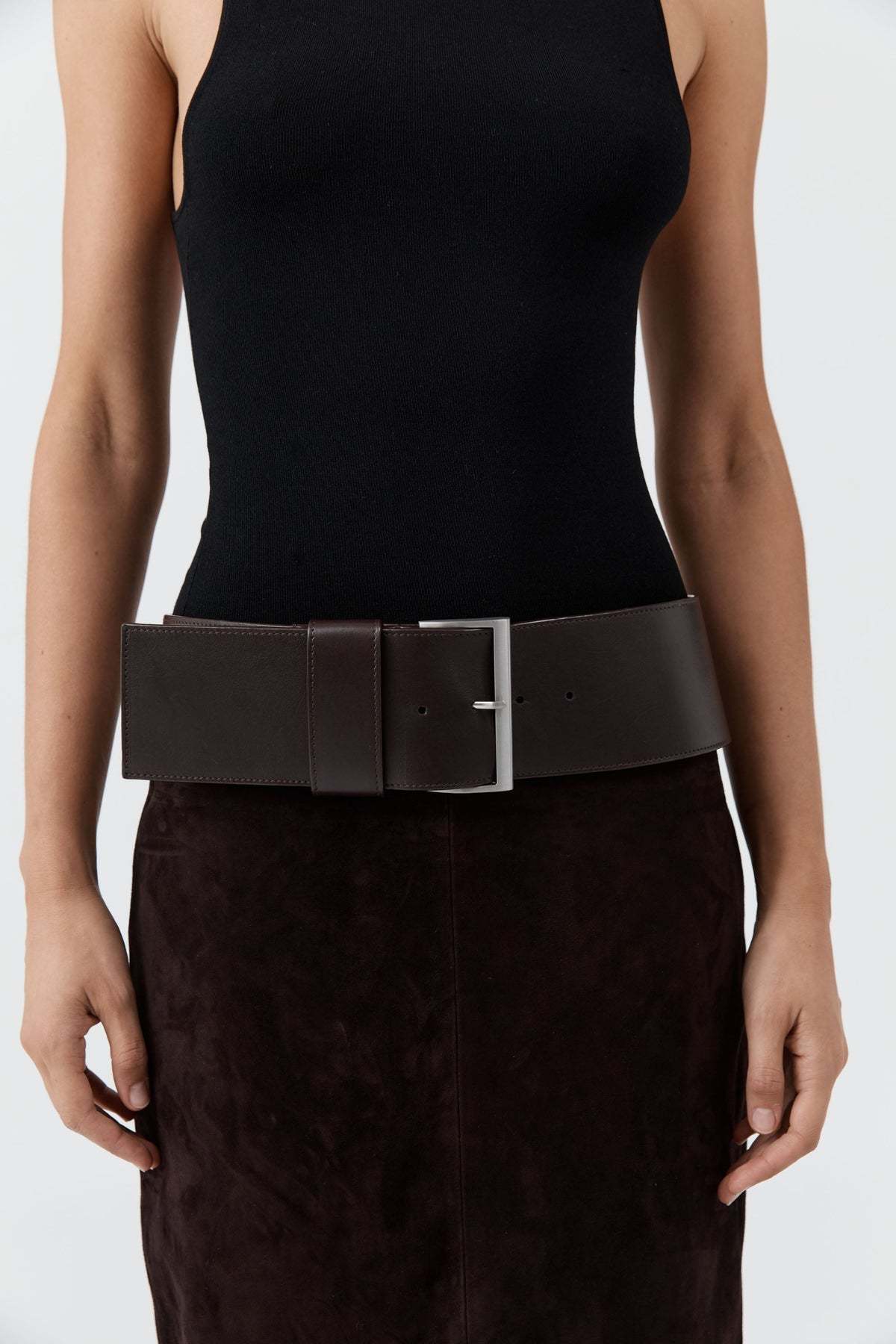 St. Agni Wide Classic Belt - Coffee - Image 1 of 4