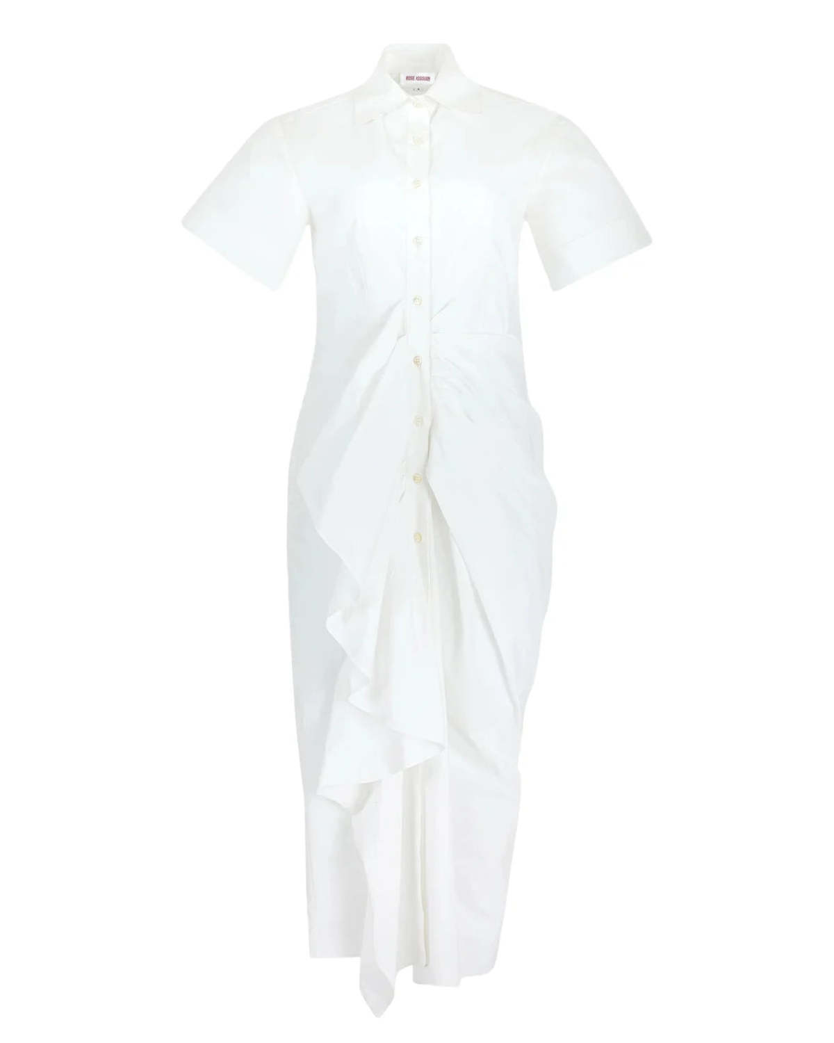 Rosie Assoulin Gathered Ruffle Shirt Dress - White - Image 1 of 7