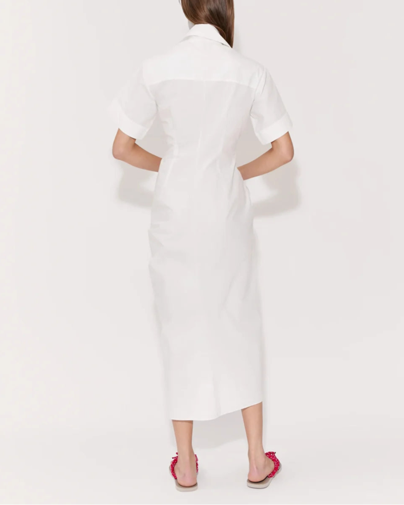 Rosie Assoulin Gathered Ruffle Shirt Dress - White