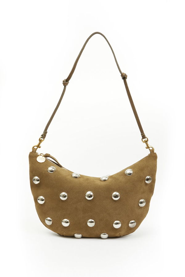 Clare V. Lune bag - Oat Suede with studs