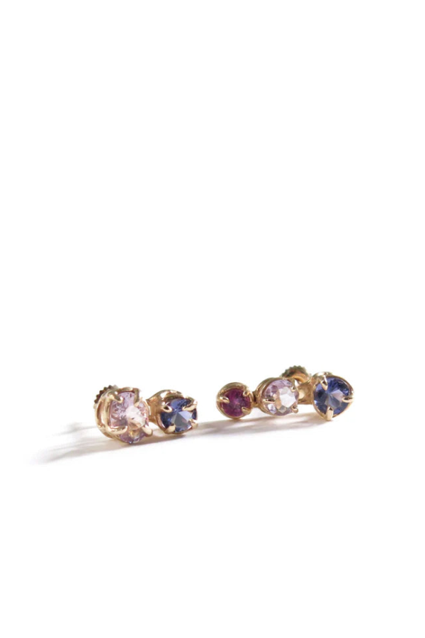 Elaine Ho 14K Gold Iolite, Amethyst & Garnet Earrings