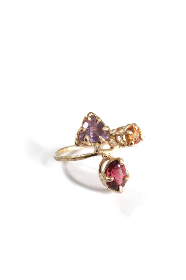 Elaine Ho 14K Amethyst, Spessartine Garnet & Garnet Ring