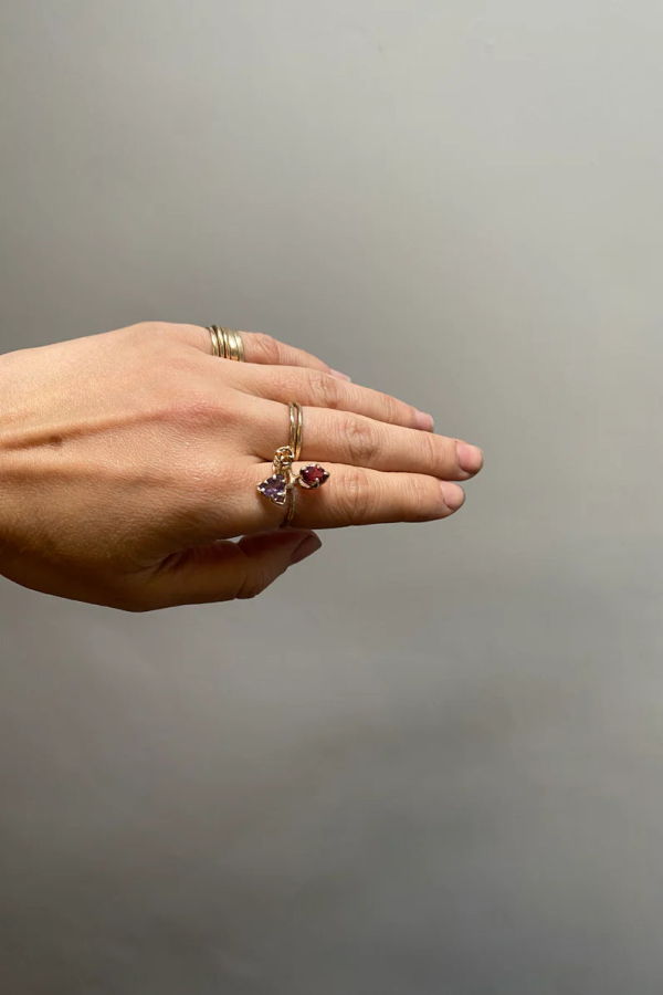 Elaine Ho 14K Amethyst, Spessartine Garnet & Garnet Ring