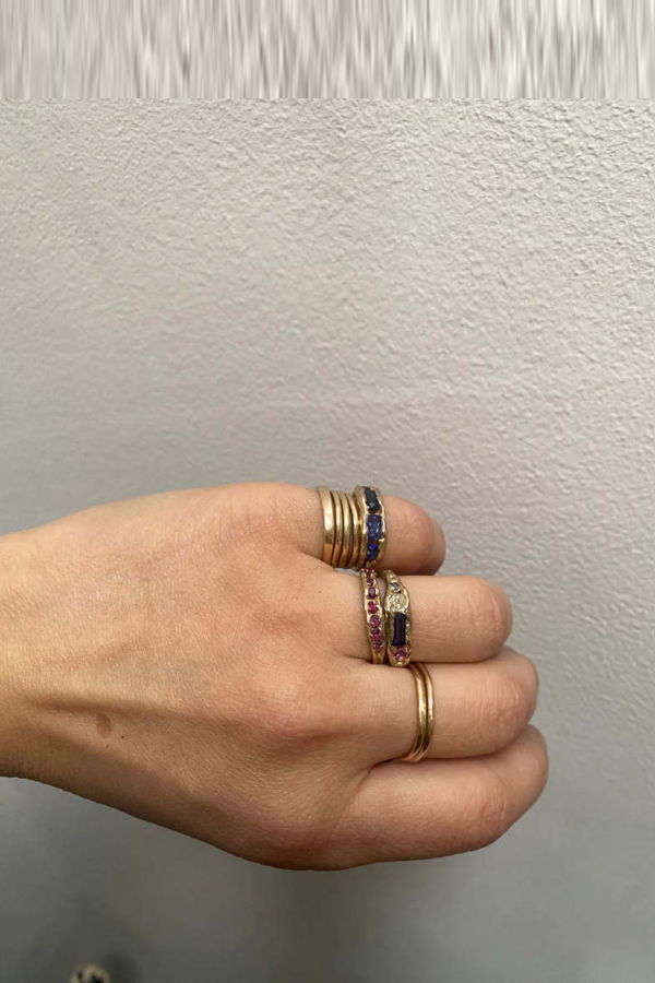 Elaine Ho 14K Gold Ring (Eight Rubies)